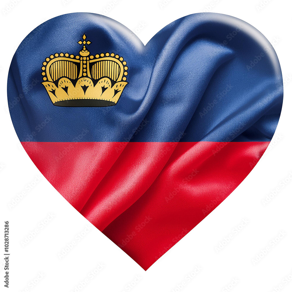 Liechtenstein flag in heart shape.