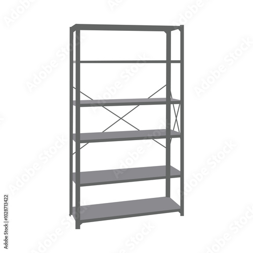 Vector illustration of a steel shelf rack, ideal for industrial, warehouse, or home storage design