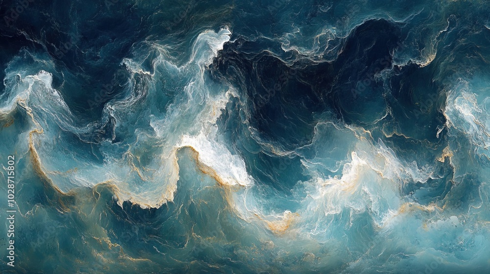 Top View of the Sea with Waves and Ocean Water Top View of the Sea with Waves and Ocean Water