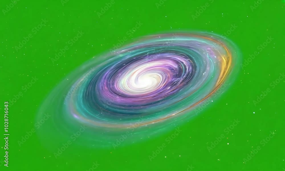 Stunning animation of a swirling spiral galaxy with vibrant colors rotating on green screen, perfect for space-themed video projects Stunning animation of a swirling spiral galaxy with vibrant colors rotating on green screen, perfect for space-themed video projects