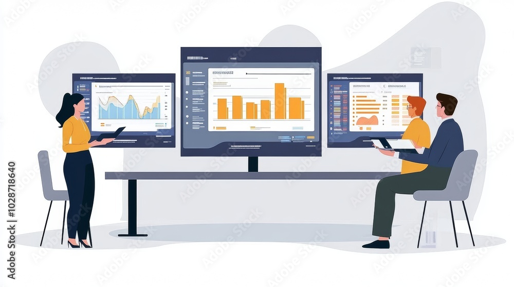 Vector illustration of office people: Developing innovative business solutions in a modern flat design style Vector illustration of office people: Developing innovative business solutions in a modern flat design style