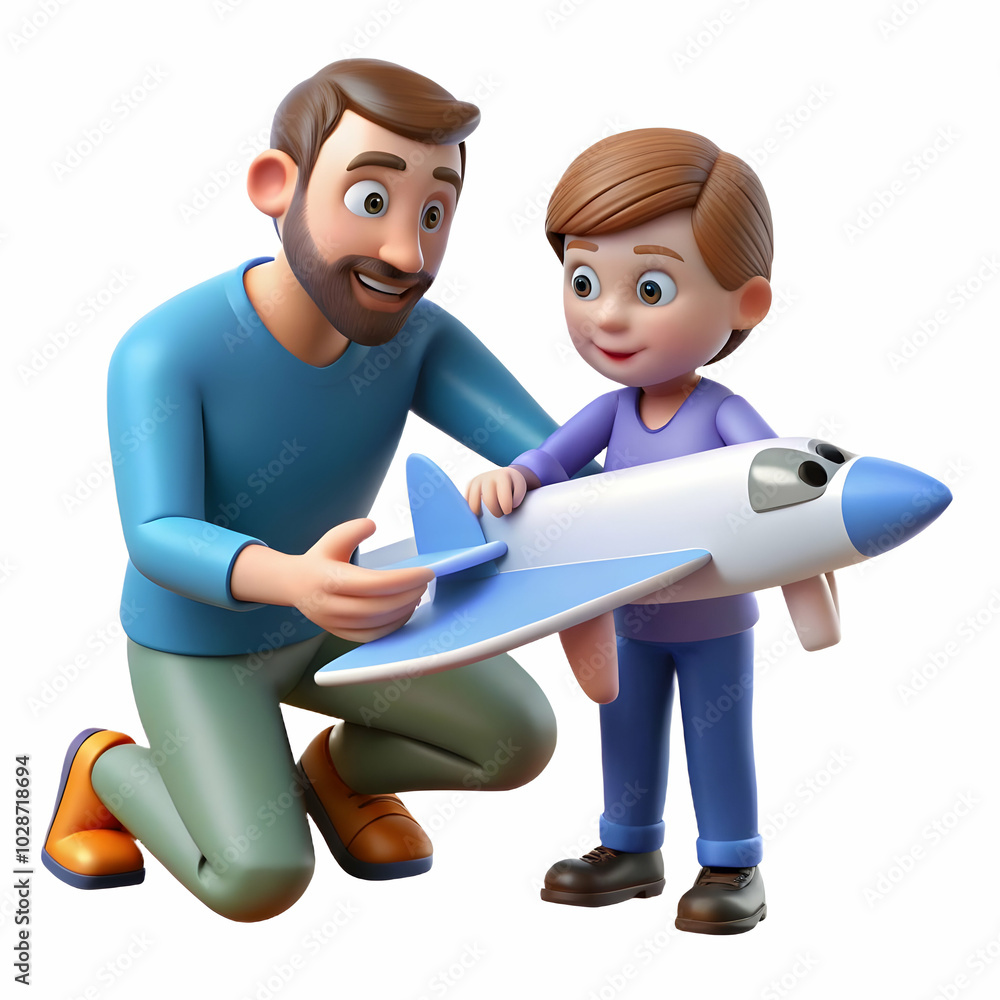 Father and Son Building a Model Airplane Together in a Dynamic Scene with Glossy Background and Ample Copy Space for Promotional Content | Photo Stock Concept Father and Son Building a Model Airplane Together in a Dynamic Scene with Glossy Background and Ample Copy Space for Promotional Content | Photo Stock Concept