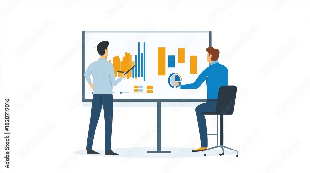 Vector illustration of office people: Planning digital strategies and optimizing content creation Vector illustration of office people: Planning digital strategies and optimizing content creation