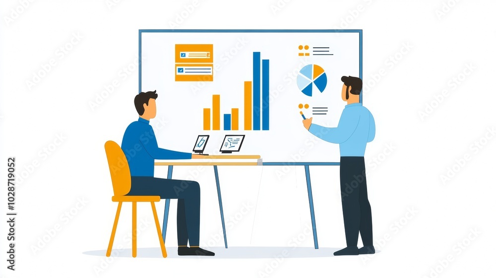 Vector illustration of office people: Planning digital strategies and optimizing content creation Vector illustration of office people: Planning digital strategies and optimizing content creation