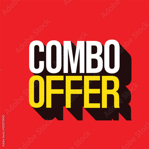 Combo offers typography logo for special offer campaign to promote business. Combo offers label, badge, sticker vector icon on red background. Product advertising banner, template, poster.