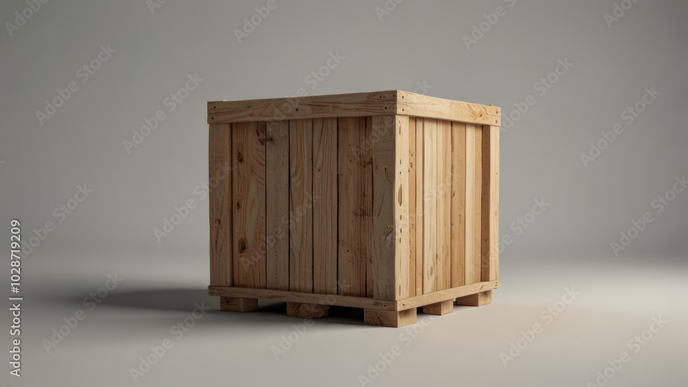 Large, sturdy wooden crate made of high-quality wood with a smooth finish and reinforced corners. Ideal for storage, transportation or decorative purposes. Large, sturdy wooden crate made of high-quality wood with a smooth finish and reinforced corners. Ideal for storage, transportation or decorative purposes.
