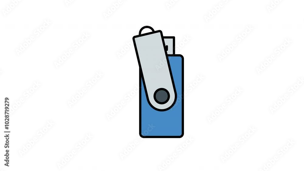 Animated USB drive with retractable plug, perfect for technology concepts, data storage, modern gadgets, and electronic accessories in graphic design projects Animated USB drive with retractable plug, perfect for technology concepts, data storage, modern gadgets, and electronic accessories in graphic design projects