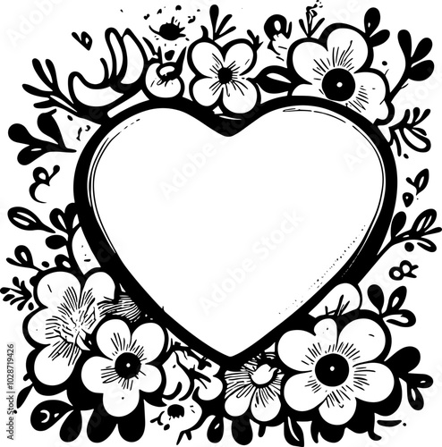 Heart flowers and love Copy space for tex Vector image