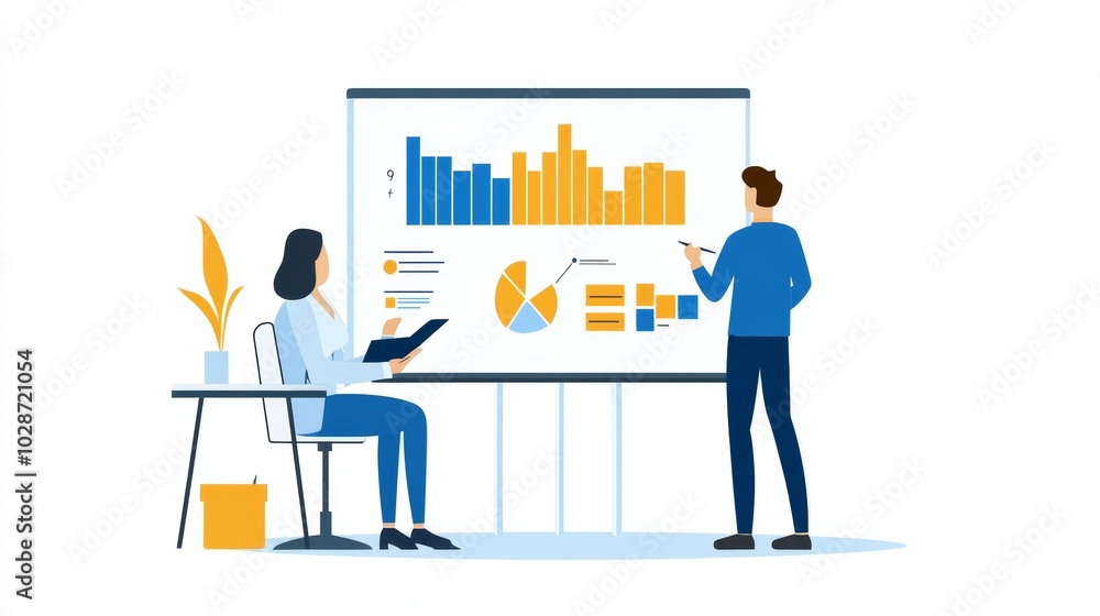 Vector illustration of office people: Analyzing data and executing forward-thinking digital strategies Vector illustration of office people: Analyzing data and executing forward-thinking digital strategies