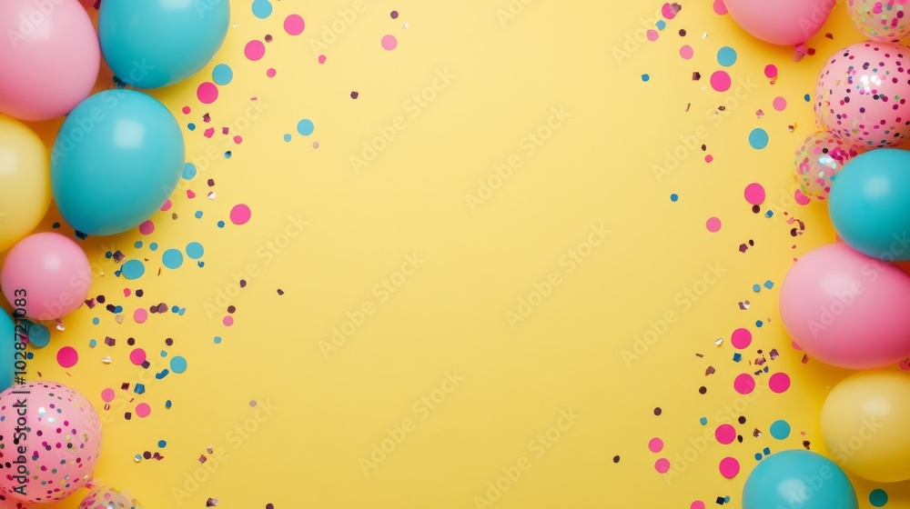 Birthday background with balloons and confetti Birthday background with balloons and confetti