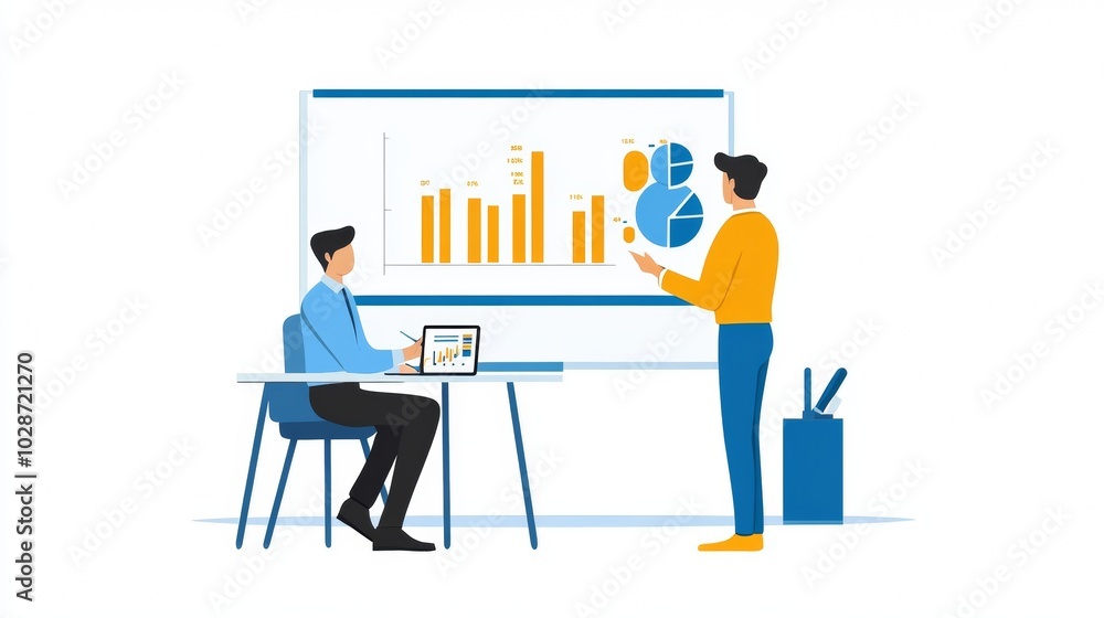 Vector illustration of office people: Blending business analysis with creative content marketing Vector illustration of office people: Blending business analysis with creative content marketing