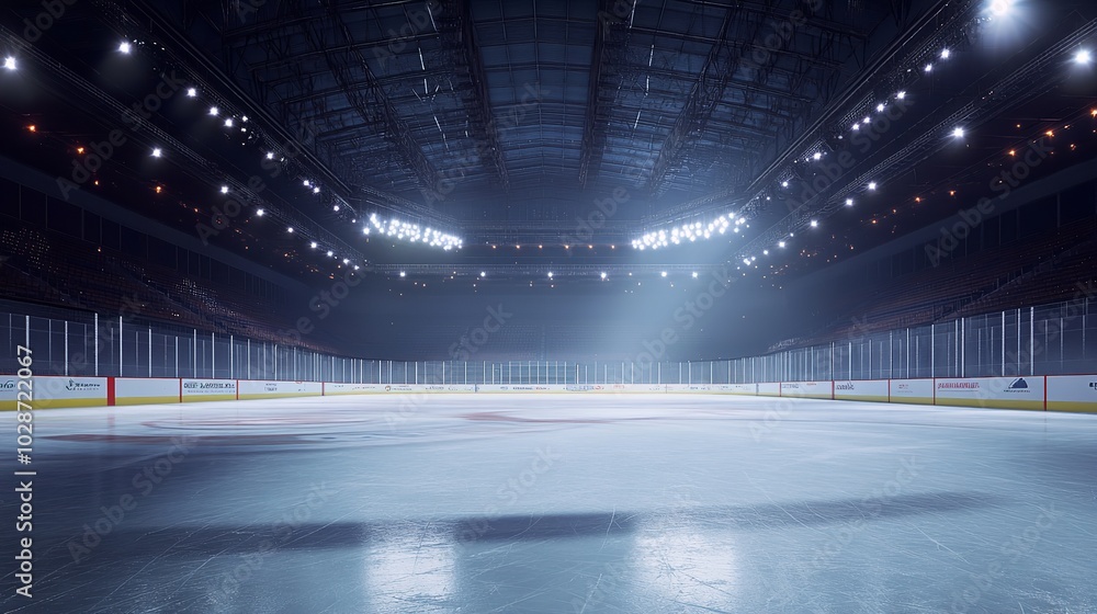 Hockey Ice Rink Sport Arena, Empty Field Stadium Hockey Ice Rink Sport Arena, Empty Field Stadium