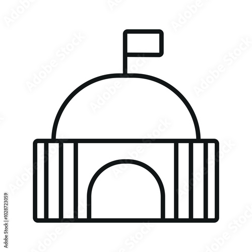 State institution line icon editable stroke vector landmark sign