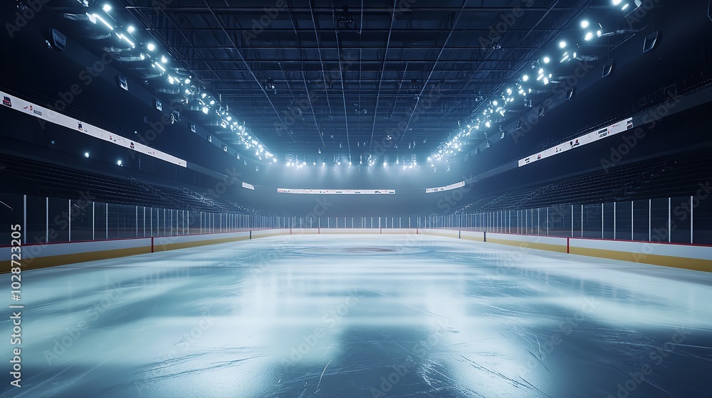 Hockey Ice Rink Sport Arena, Empty Field Stadium Hockey Ice Rink Sport Arena, Empty Field Stadium