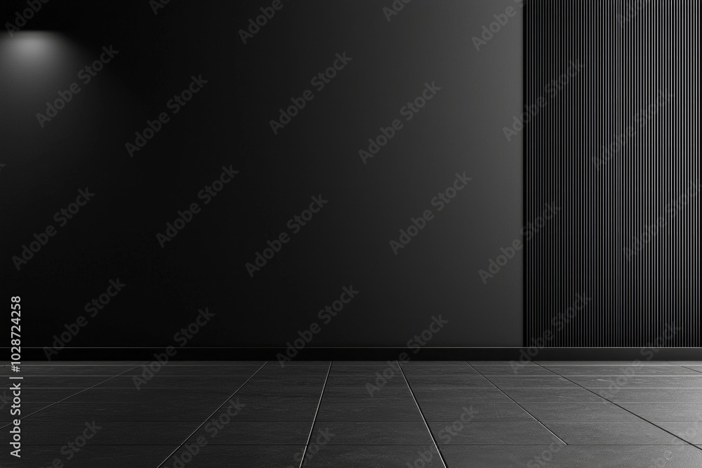 Mimalist monochromatic black background of an empty room with wall Mimalist monochromatic black background of an empty room with wall