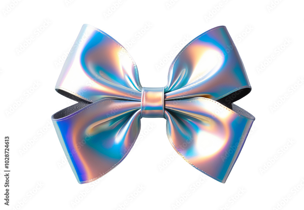 3D chrome element in Y2K style, isolated background, liquid holographic metal. Shiny, metallic bow made of sparkling material. 3D chrome element in Y2K style, isolated background, liquid holographic metal. Shiny, metallic bow made of sparkling material.