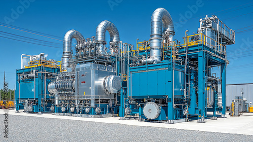 Industrial Power Generation Facility With Gas Turbines and Auxiliary Systems in Daylight