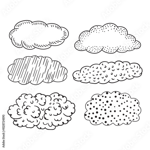 Clouds hand drawn doodle vector illustrations line art cliparts