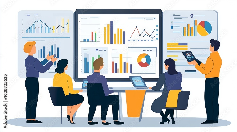 Vector illustration of office people: Innovating business strategies through creative digital marketing solutions Vector illustration of office people: Innovating business strategies through creative digital marketing solutions