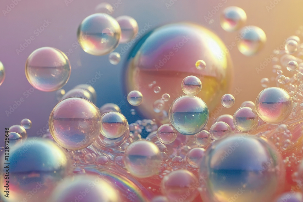 3D render holographic chrome Y2K element. Liquid metal, shiny bunch of bubbles in a blue and pink background. The bubbles are all different sizes and colors 3D render holographic chrome Y2K element. Liquid metal, shiny bunch of bubbles in a blue and pink background. The bubbles are all different sizes and colors