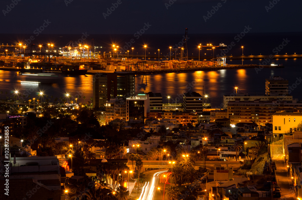 Fototapeta premium View of part of Las Palmas de Gran Canaria and the port of La Luz. Gran Canaria. Canary Islands. Spain.