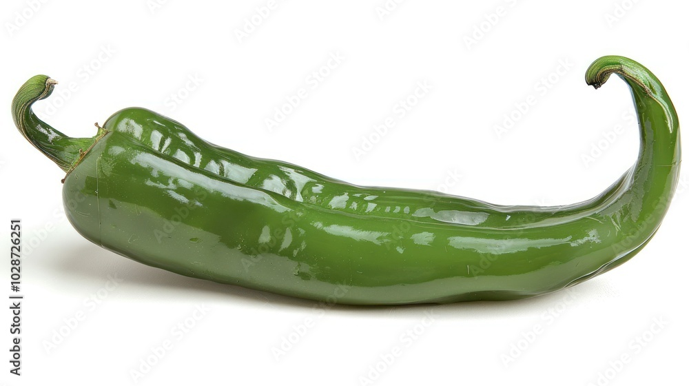 Single Green Anaheim Pepper with Curved Tip Single Green Anaheim Pepper with Curved Tip