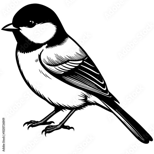 black and white chickadee bird