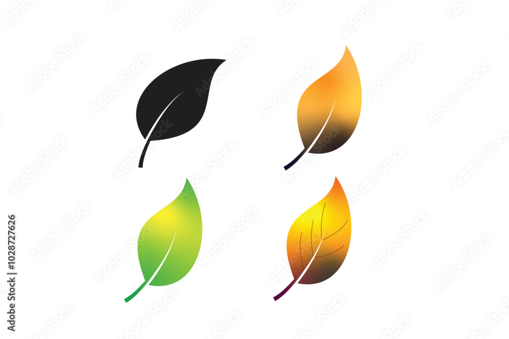 Leaf icon vector logo template flat style Leaf icon vector logo template flat style
