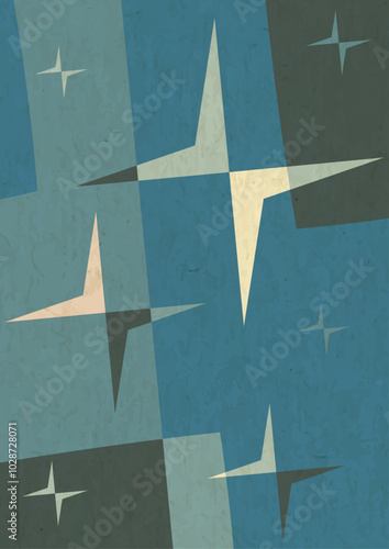1950s - 1960s Abstract Background, Atomic Age Colors and Style, Space Age Poster Template, Aged Texture Pattern