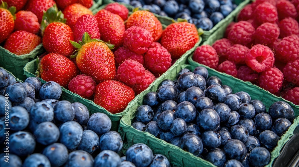 Fresh Berries Collection in Market Baskets Fresh Berries Collection in Market Baskets
