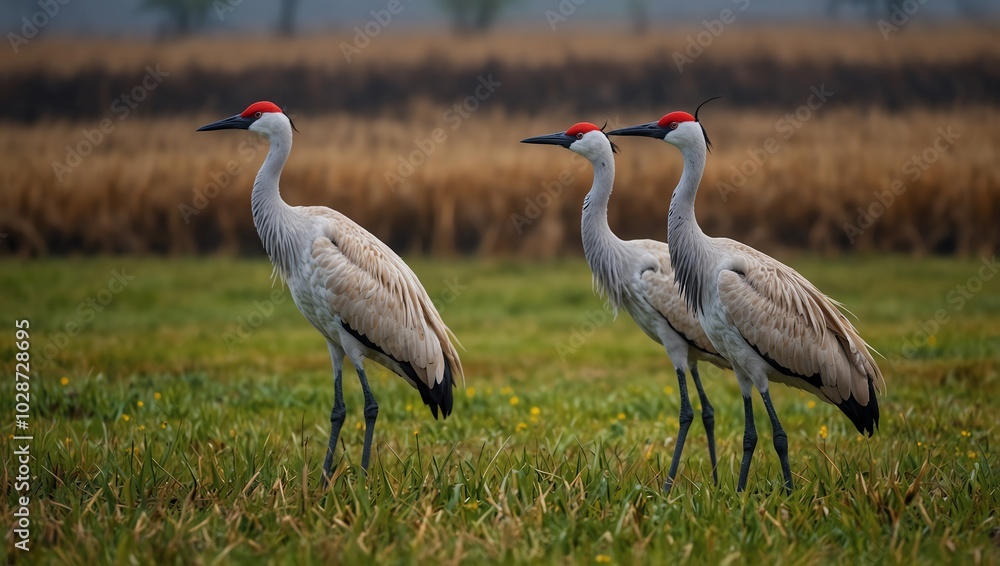 Obraz premium grey crowned crane