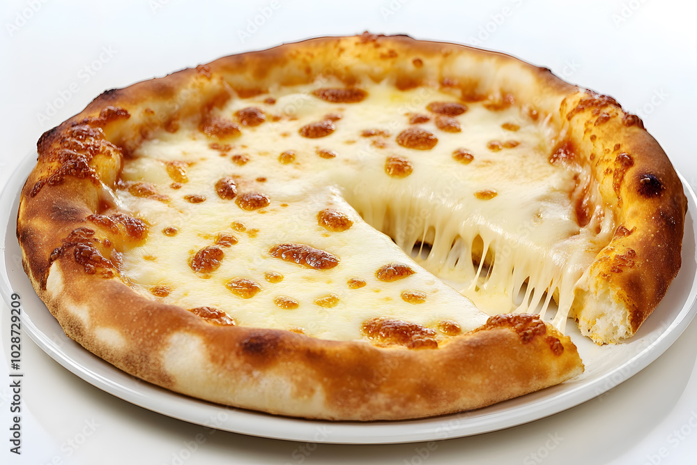 Cheese Pizza Slice Being Pulled with Melting Mozzarella isolated on white Cheese Pizza Slice Being Pulled with Melting Mozzarella isolated on white