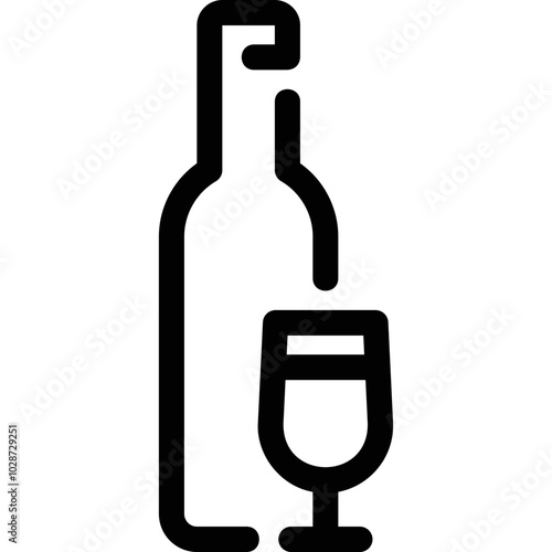 Simple vector icon bottle and glass