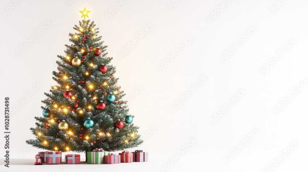 decorated christmas tree isolated on white decorated christmas tree isolated on white