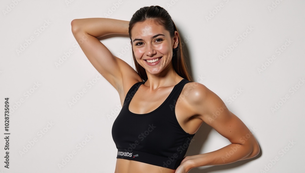 Portrait of a youthful sports enthusiast wearing athletic attire with a warm smile Portrait of a youthful sports enthusiast wearing athletic attire with a warm smile