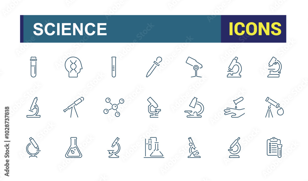 Set of scientific experiment icons. Science and sientific related icon collection such as Chemical, Chemistry, Microscope, Experimentation, Sample tube. Set of scientific experiment icons. Science and sientific related icon collection such as Chemical, Chemistry, Microscope, Experimentation, Sample tube.