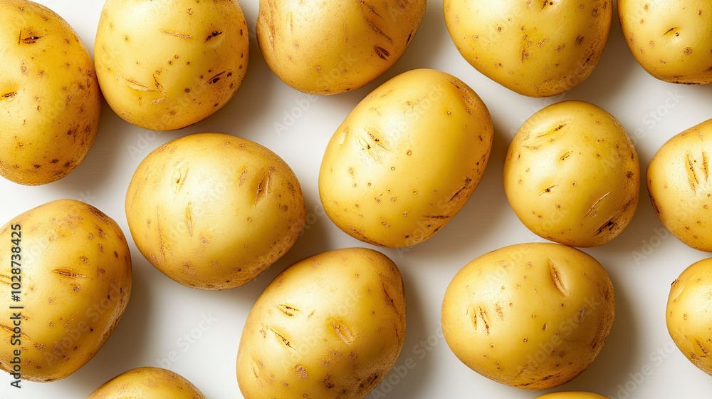 Fresh Yellow Potatoes on Bright Background Fresh Yellow Potatoes on Bright Background