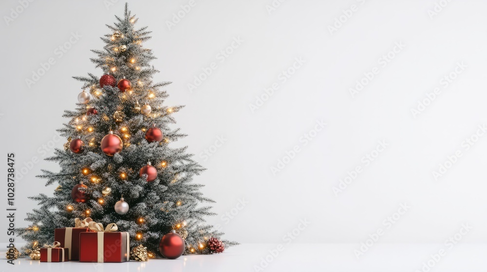 christmas tree with lights and ornaments. christmas tree with lights and ornaments.