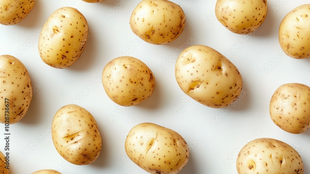 Fresh Organic Potatoes on White Background Fresh Organic Potatoes on White Background