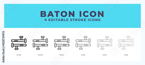 Baton icon set with different stroke. Vector illustration with editable stroke.