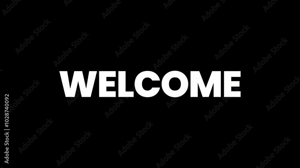 Welcome animation Text on black background. Tech style words. for Opening videos. Welcome animation Text on black background. Tech style words. for Opening videos.