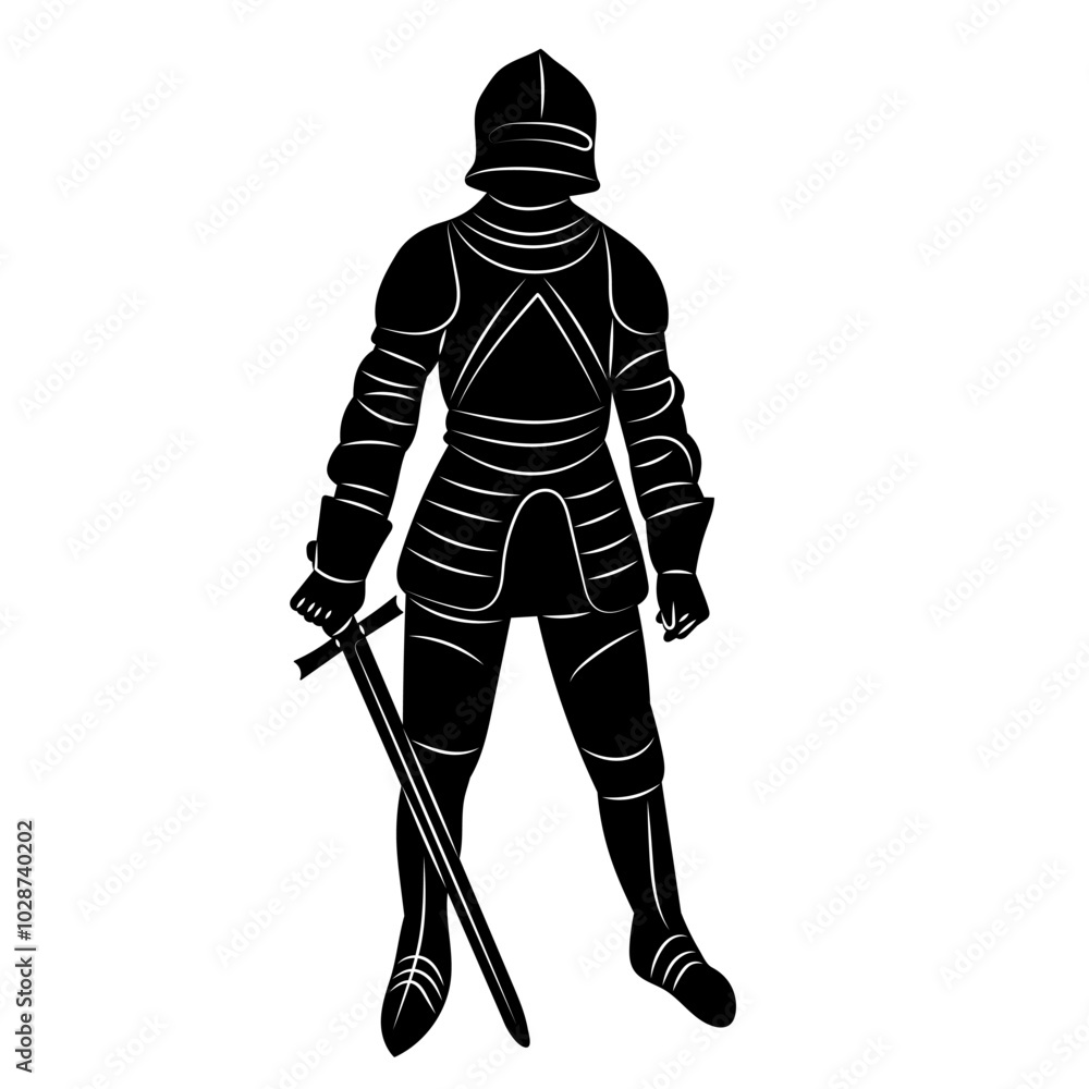 knight with sword icon black silhouette, vector knight with sword icon black silhouette, vector