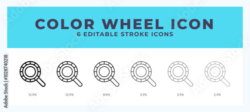 Color wheel icon with different stroke. Vector illustration.