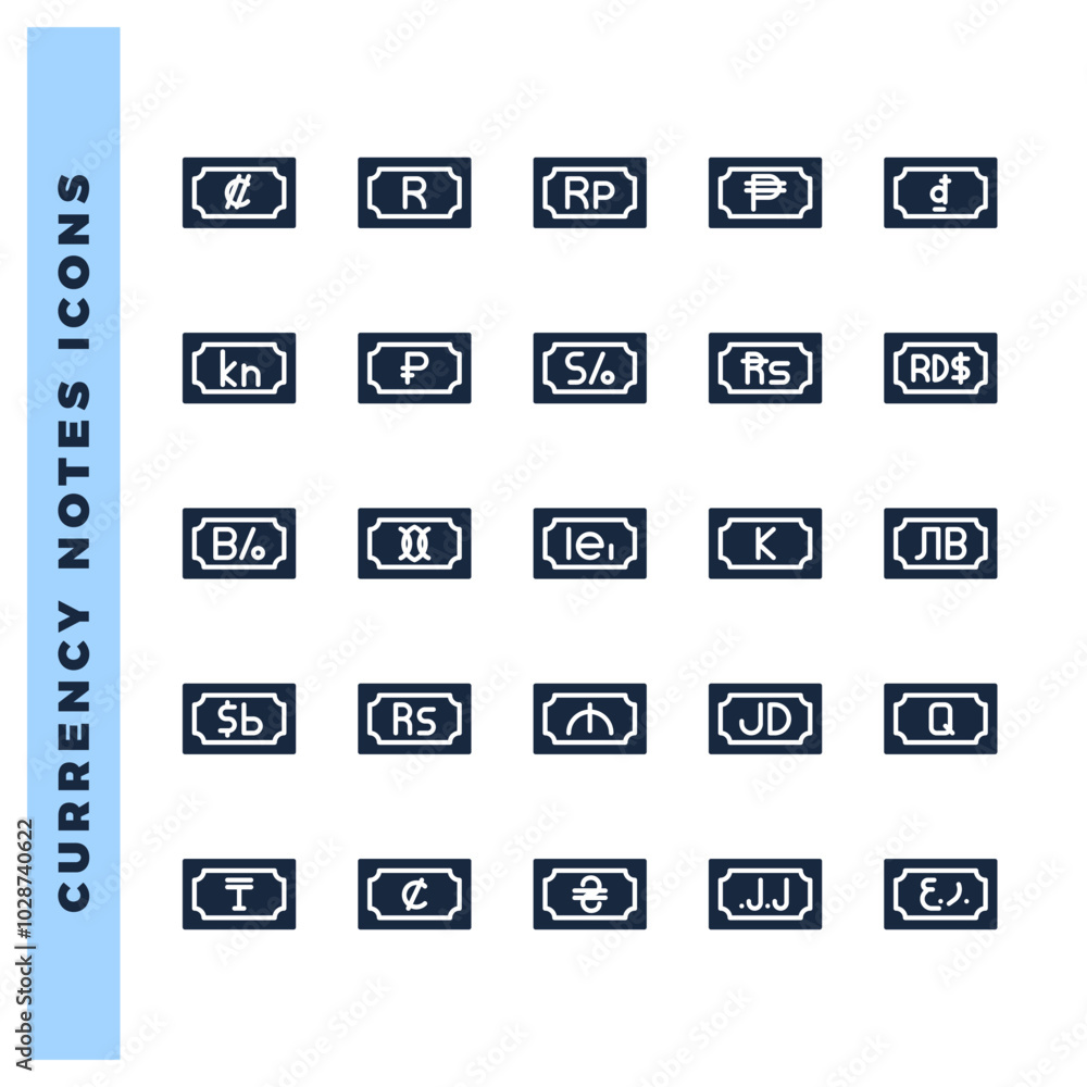 25 Currency Note Glyph icon pack. vector illustration. 25 Currency Note Glyph icon pack. vector illustration.