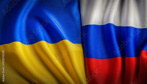 ロシアの国旗とウクライナの国旗(Russian Federatio flag & Ukraine flag.)
