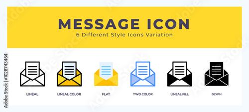 Message icon set with different styles. Vector illustration.