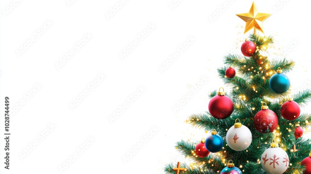christmas tree with lights and ornaments. christmas tree with lights and ornaments.