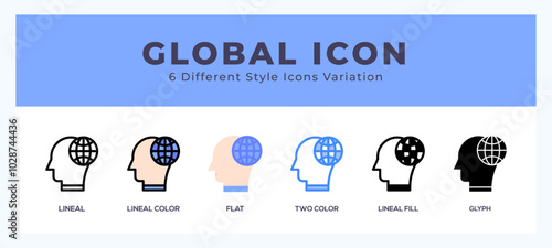 Global icon illustration vector with different styles