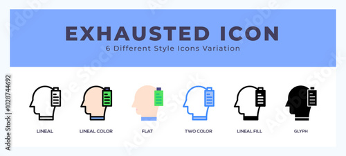 Exhausted set of vector icon. For web. and mobile app