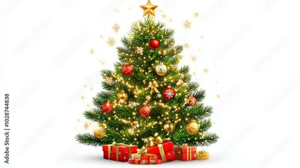 christmas tree with lights and ornaments. christmas tree with lights and ornaments.